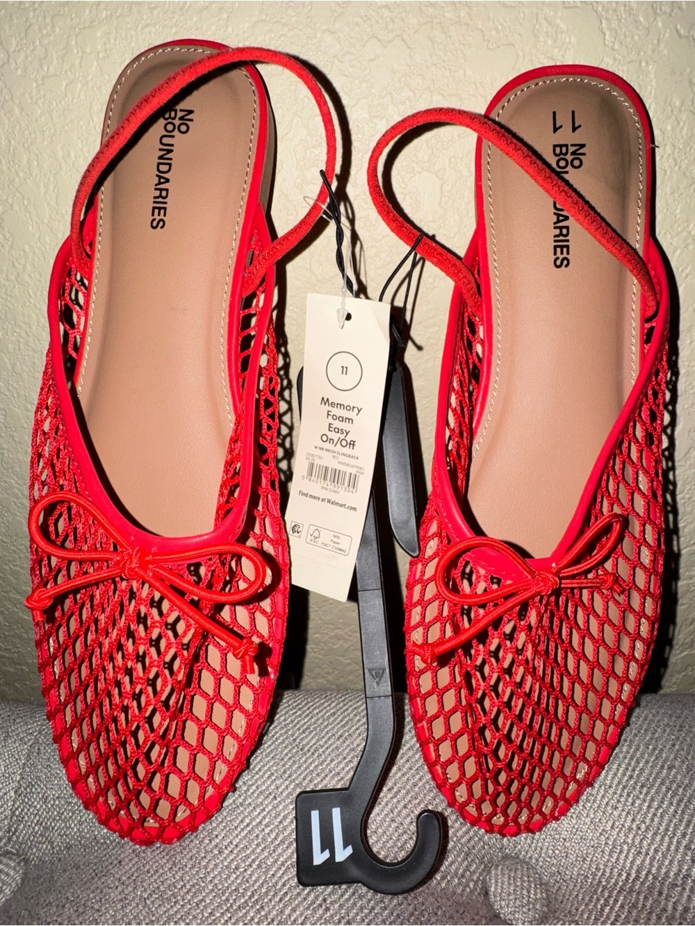 No Boundaries Women's Mesh Slingback Shoes, sz 11